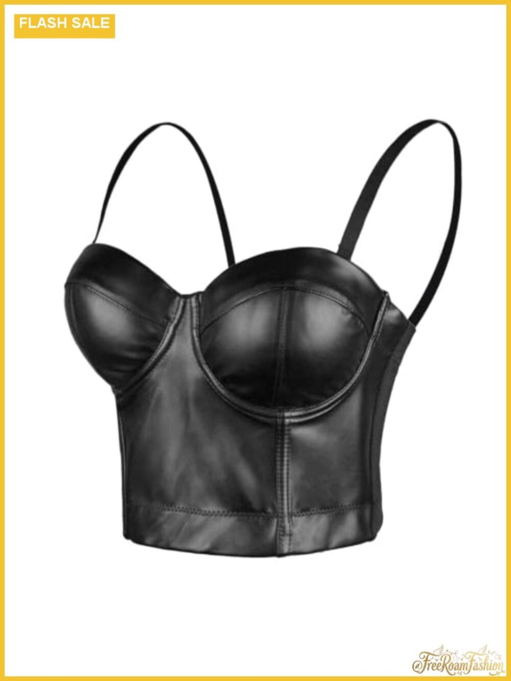 PU Leather Bustier Crop Top Gothic Punk Push Up Corset